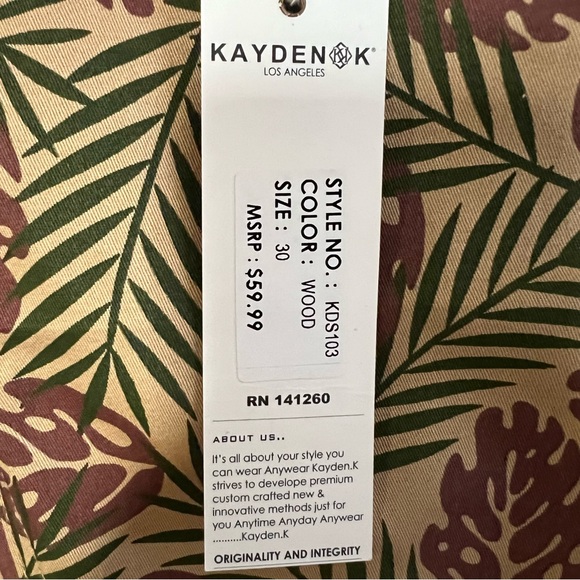 Kayden K Men's Tropical Leaf Shorts Size 30 - Picture 4 of 7